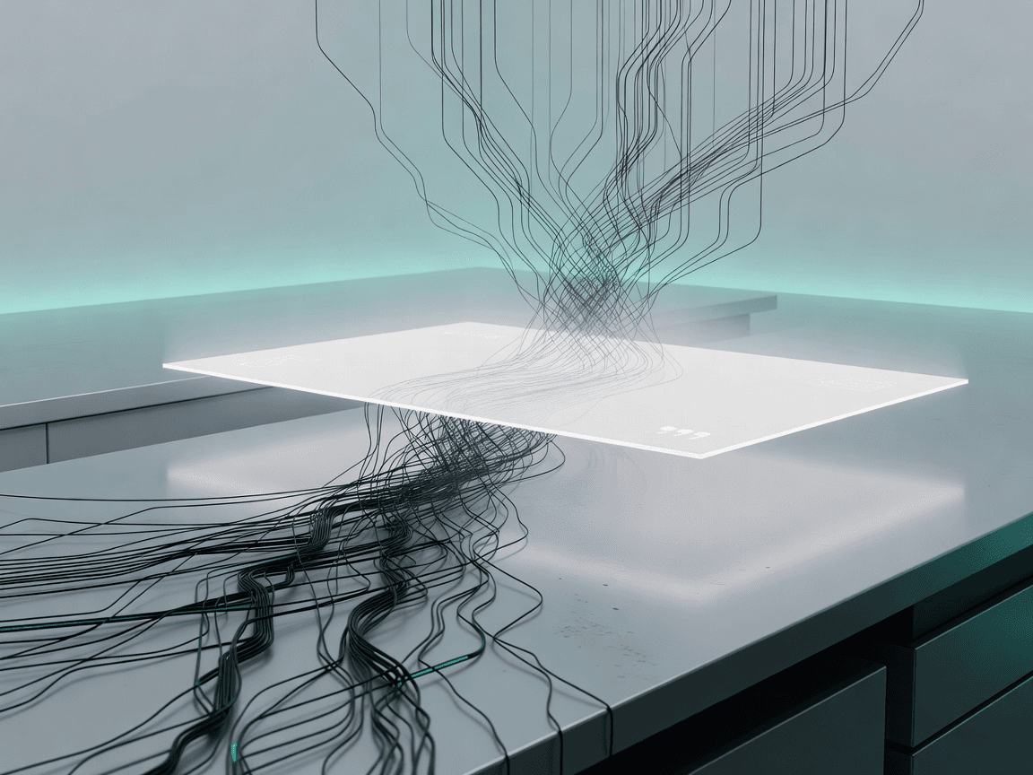 Abstract filaments resolving into a calm synthesis plane